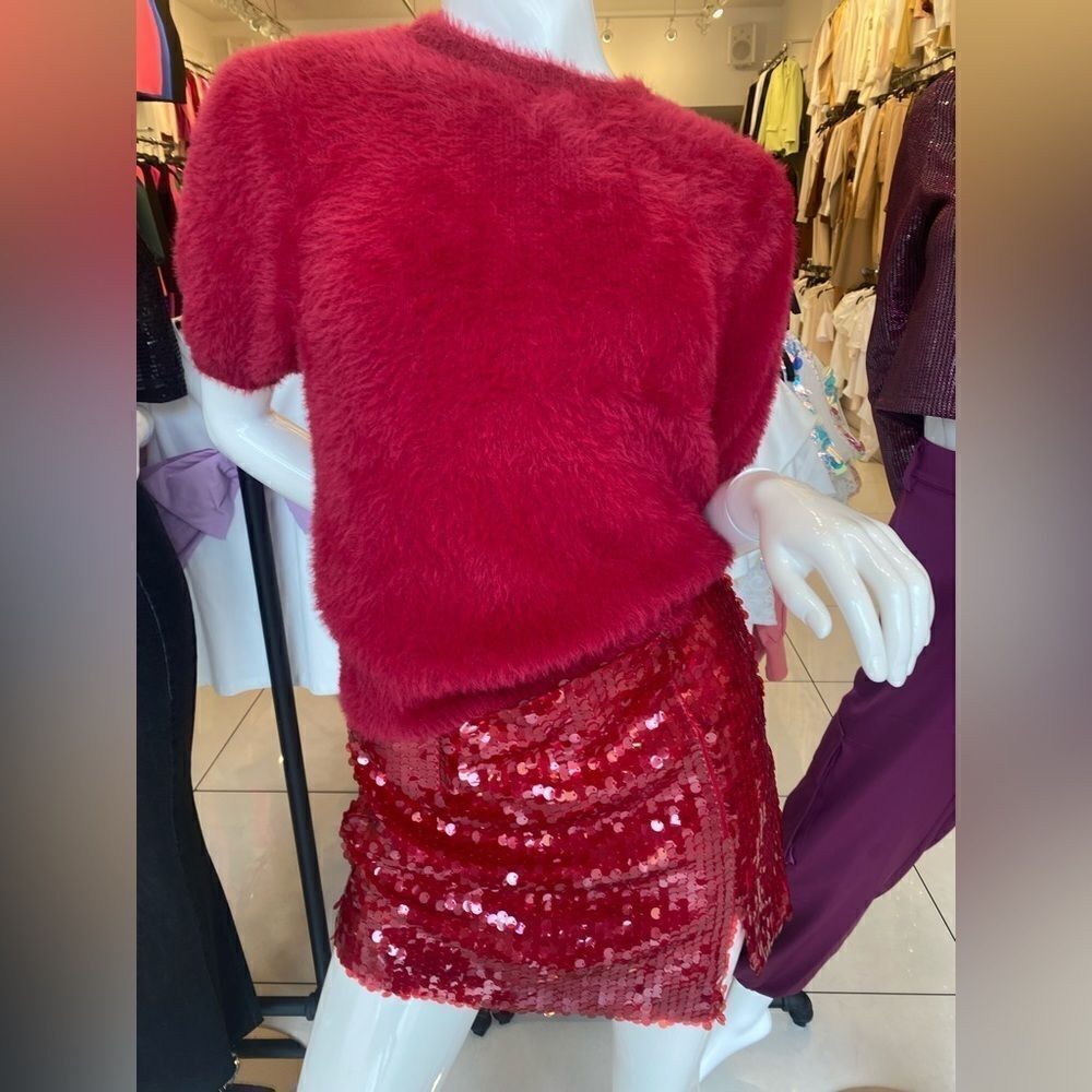On twelfth. short sleeve red sweater blouse